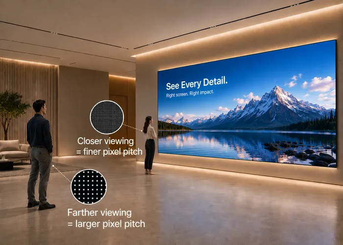 Viewing distance and pixel pitch comparison